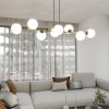 LAMPA WISZĄCA ZŁOTA KULE BIAŁE NAD STÓŁ EMIBIG GRAVITY 8 BL OPAL