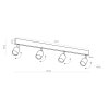 TK LIGHTING TOP BLACK/CHROME LAMPA SUFITOWA 4 PŁ
