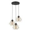 TK LIGHTING DIAMOND GOLD 4451 LAMPA WISZĄCA NA KOLE POTRÓJNA CZARNO ZŁOTA DRUCIANA