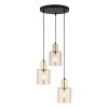 TK LIGHTING SIERRA GOLD 6667 LAMPA WISZĄCA CZARNO ZŁOTA BURSZTYNOWE KLOSZE