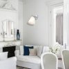 KINKIET SREBRNY CHROM Z WŁĄCZNIKIEM Z BIAŁYM ABAŻUREM DO SALONU SYPIALNI LIGHT PRESTIGE BALI  LP-5031/1W WH