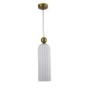LAMPA WISZĄCA ZŁOTA Z BIAŁYM KLOSZEM GLAMOUR DO SALONU SYPIALNI JADALNI LIGHT PRESTIGE PIEGA LP-939/1P white