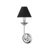 KINKIET GLAMOUR CHROM SREBRNY Z CZARNYM ABAŻUREM SO SALONU SYPIALNI LIGHT PRESTIGE LP-979/1W