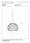 LAMPA CZARNA DRUCIANA METALOWA CZARNA KULA LUCIDE DANZA 21428/40/30