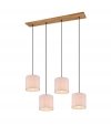 LAMPA WISZĄCA BEŻOWE ABAŻURY Z DREWNEM W STYLU BOHO SKANDYNAWSKIM DO SALONU SYPIALNI  NAD STÓŁ ELMAU 302100430 TRIO