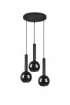 LAMPA WISZĄCA CZARNA NAD STÓŁ NA KOLE POTRÓJNA SZKLANE KLOSZE LUSTRZANE NOWOCZESNA DO KUCHNI JADALNI SALONU CLAYTON 310390332 TRIO
