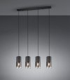 LAMPA WISZĄCA CZARNA SZKLANA NA LISTWIE KLOSZE DYMIIONE GRAFITOWE DO SALONU SYPIALNI NAD STÓŁ ROBIN 310600432 TRIO