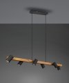 LAMPA WISZĄCA IMITACJA DREWNA DREWNOPODOBNA CZARNE REFLEKTORKI NAD STÓŁ DO KUCHNI JADALNI MARLEY 312490632 TRIO