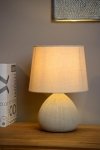 LAMPKA STOŁOWA NOCNA CERAMICZNA BEŻOWA Z BEŻOWYM ABAŻUREM DO SALONU SYPIALNI  RAMZI 47506/81/38