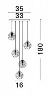 LAMPA WISZĄCA ZŁOTA SZKLANA KULA NOWOCZESNA GLAMOUR LUCES EXCLUSIVAS CABRAL LE42903