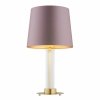 LAMPA STOŁOWA SZKLANA ZŁOTA LAMPKA NOCNA MOSIĄDZ SZCZOTKOWANY Z RÓŻOWYM ABAŻUREM DO SALONU SYPIALNI NA KOMODĘ W STYLU GLAMOUR ARGON HAMPTON 8542