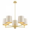 LAMPA WISZĄCA ZŁOTA BEŻOWA SATYNA DO SYPIALNI ŻYRANDOL DUŻY DO SALONU MOSIĘŻNY ZŁOTY SZCZOTKOWANY BEŻOWE ABAŻURY KLASYCZNY GLAMOUR ARGON PRINCETON 2187