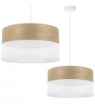 Lampa wisząca WOOD, biały abażur nad stół lub sofę, fornir dębowy