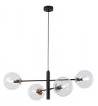 Lampa sufitowa VICENZA, czarny żyrandol loft, bezbarwne kuliste klosze