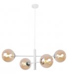 Lampa sufitowa VICENZA, biały żyrandol do kuchni i salonu, eleganckie srebrne dodatki