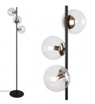 Lampa stojąca podłogowa SIENA, bezbarwne kule ze szkła, złote dodatki glamour, do salonu