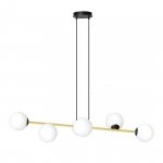 LAMPA WISZĄCA ZŁOTA KULE BIAŁE NAD STÓŁ EMIBIG GRAVITY 6 BL OPAL