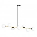 LAMPA WISZĄCA ZŁOTA KULE BIAŁE NAD STÓŁ EMIBIG GRAVITY 8 BL OPAL