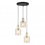 TK LIGHTING SIERRA GOLD 6667 LAMPA WISZĄCA CZARNO ZŁOTA BURSZTYNOWE KLOSZE