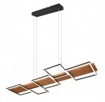 LAMPA WISZĄCA LED Z DREWNEM DREWNIANA KWADRATY CZARNE BOHO NATURE NAD STÓŁ WYSPĘ DO KUCHNI JADALNI HARPER 322910532 TRIO
