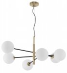 LAMPA WISZĄCA CZARNO ZŁOTA Z KULAMI KLOSZE KULE BIAŁE MLECZNE DO SALONU SYPIALNI LUCES EXCLUSIVAS PLATO LE41767