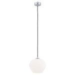 LAMPA WISZĄCA SZKLANA 20CM CZARNA CHROM Z BIAŁYM SZKLANYM KLOSZEM DO SALONU JADALNI KUCHNI NAD STÓŁ ARGON KALIMERA 4040