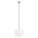 LAMPA WISZĄCA SZKLANA 24CM CZARNA CHROM Z BIAŁYM SZKLANYM KLOSZEM  DO SALONU JADALNI KUCHNI NAD STÓŁ ARGON KALIMERA 4042
