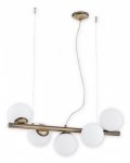 LAMPA WISZĄCA PATYNA STARE ZŁOTO KULE MLECZNE BIAŁE OSSO LEMIR
