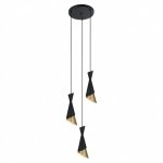 ITALUX MALIA PND-85949-3 BK+GD LAMPA WISZĄCA CZARNO ZŁOTE KLOSZE 