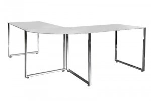 INVICTA biurko narożne BIG DEAL białe - szkło, metal chromowany