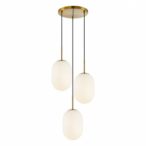 MILAGRO LAMPA ZŁOTA  Z BIAŁYM KLOSZEM Lampa wisząca ALIAS GOLD 3xE14 koło
