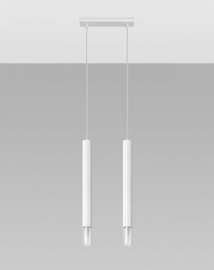 Lampa wisząca WEZYR 2 biała  stal zwis sufitowy tuba G9 LED SOLLUX LIGHTING