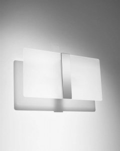 Kinkiet AZALIA biały nowoczesna lampa ścienna prostokąt białe szkło stal chrom G9 LED SOLLUX LIGHTING