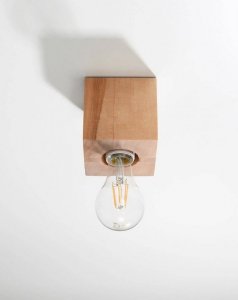 Plafon ARIZ naturalne drewno lampa sufitowa kwadrat E27 LED SOLLUX LIGHTING