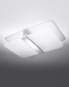 Plafon AZALIA biały nowoczesna lampa sufitowa białe szkło stal chrom G9 LED SOLLUX LIGHTING