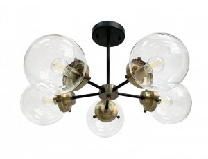 CANDELLUX LENS LAMPA SUFITOWA CZARNY+PATYNOWY 5X40W E14 KLOSZ BEZBARWNY