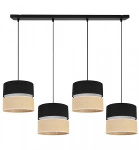 Lampa wisząca JUTA, listwa, regulacja, 4 żarówki E27, czarno - beżowa LIGHT HOME