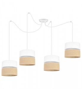 Wisząca lampa JUTA typu pająk, abażur z prześwitem, 4 źródła światła, regulowana, biało - beżowa, E27 LIGHT HOME