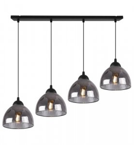 Lampa wisząca VENICE, sufitowa, żyrandol typu listwa ze szklanymi kloszami, grafitowy, czarny