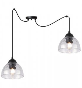 Lampa sufitowa VENICE, wisząca, czarny żyrandol typu pająk, loft, przezroczyste szkło, misa