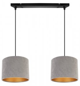 OUTLET -10% Lampa wisząca na listwie z 2 abażurami w kolorze ciemnoszarym, złoty środek, E27
