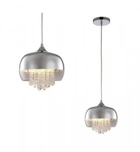 Lampa wisząca sufitowa żyrandol LUNA, kolor chrom, glamour, pojedyncza