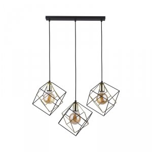 TK LIGHTING ALAMBRE 2699 LAMPA WISZĄCA CZARNO ZŁOTA NA LISTWIE DRUCIANA METALOWA