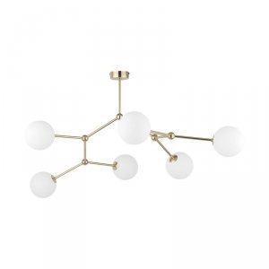 TK LIGHTING FAIRY GOLD LAMPA SUFITOWA ZŁOTA SZKLANE KLOSZE KULE BIAŁE