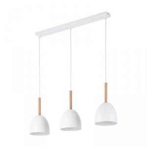 TK LIGHTING NORD WHITE 4869 LAMPA WISZĄCA BIAŁA Z DREWNEM NAD STÓŁ