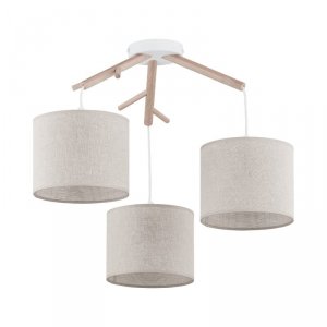 TK LIGHTING ALBERO LINEN 6556 LAMPA WISZĄCA BIAŁA Z ABAŻURAMI DREWNIANA NATURAL ECO