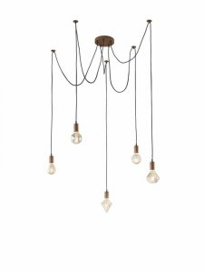 LAMPA WISZĄCA PAJĄK SPIDER Z MIEDZIANYMI OPRAWKAMI CORD 310100562 TRIO