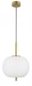 LAMPA WISZĄCA ZŁOTA NOWOCZESNA Z BIAŁYM KLOSZEM DO SALONU SYPIALNI KUCHNI JADALNI LUCES EXCLUSIVAS PILAR LE41754