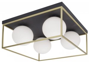 LAMPA SUFITOWA WISZĄCACZARNO ZŁOTA KLOSZ KULA BIAŁA NOWOCZESNA DO SALONU JADALNI SYPIALNI LUCES EXCLUSIVAS PLATA LE41787