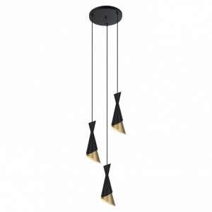 ITALUX MALIA PND-85949-3 BK+GD LAMPA WISZĄCA CZARNO ZŁOTE KLOSZE 